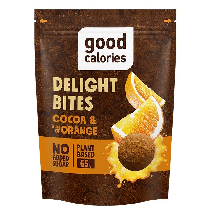 Good Calories Delight Bites Cocoa & Hint of Orange, Natural Source of Magnesium, Iron & Potassium, No Sugar, Vegan - 65g